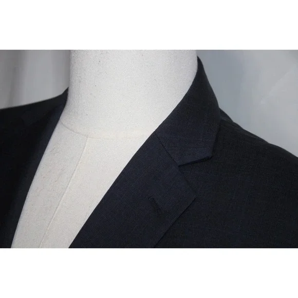 JOE Joseph Abboud Men's 52R Navy Blue Wool Blazer Sport Coat 2 Btn Subtle Check